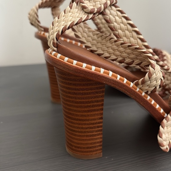 Ulla Johnson RARE Deia High Block Heel Sandal Woven Ankle Strap Natural EU40 - Picture 8 of 16